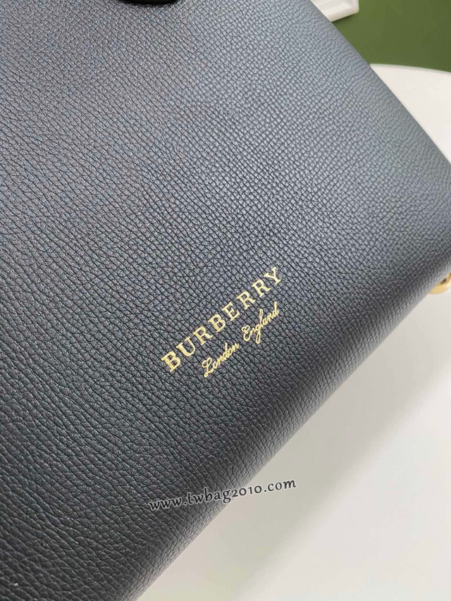 Burberry專門店新款小號黑棕托特包 巴寶莉粒面小牛皮手提肩背女包 yxb1427